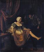 Jan Havicksz Steen  - Bilder Gemälde - Scene in a Brothel with an Old Man Giving Money to a Girl