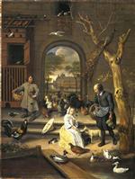 Jan Havicksz Steen  - Bilder Gemälde - The Poultry Yard