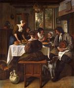 Jan Havicksz Steen  - Bilder Gemälde - The Prayer before the Meal