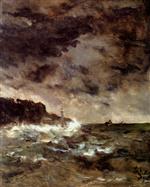 Alfred Stevens - Bilder Gemälde - A Stormy Night