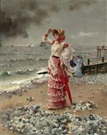 Alfred Stevens - Bilder Gemälde - An Elegant Woman