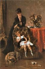 Alfred Stevens - Bilder Gemälde - Das schlafende Kind