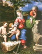 Raphaël  - Peintures - Sainte Famille avec Saint Jean