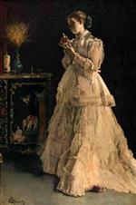 Alfred Stevens - Bilder Gemälde - Die Dame in Rosa