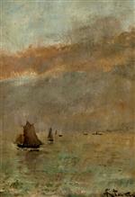 Alfred Stevens  - Bilder Gemälde - Fishing Boats at Dusk