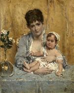 Alfred Emile Stevens  - Bilder Gemälde - Mother and Child