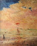 Alfred Emile Stevens  - Bilder Gemälde - Off the Coast at Deauville