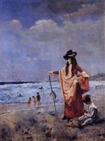 Alfred Stevens  - Bilder Gemälde - On the Beach