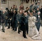 Alfred Stevens  - Bilder Gemälde - Portrait Group of Parisian Celebrities