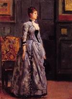 Alfred Emile Stevens  - Bilder Gemälde - Portrait of a Woman in Blue