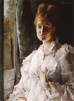 Alfred Stevens  - Bilder Gemälde - Portrait of a Woman in White