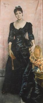 Alfred Stevens  - Bilder Gemälde - Portrait of Madame du Mesnil de Saint-Front