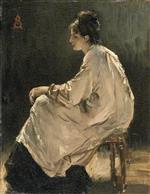 Alfred Stevens  - Bilder Gemälde - Seated Girl