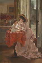 Alfred Stevens  - Bilder Gemälde - The Contented Mother