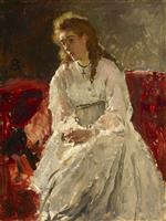 Alfred Emile Stevens  - Bilder Gemälde - Woman in White