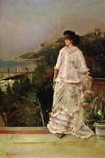 Alfred Stevens  - Bilder Gemälde - Woman on a Terrace