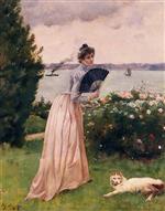 Alfred Stevens  - Bilder Gemälde - Woman with a Fan