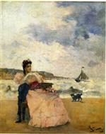 Alfred Stevens  - Bilder Gemälde - Young Lady on the Beach