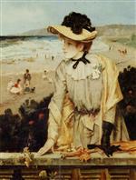 Alfred Stevens  - Bilder Gemälde - Young Woman at the Beach