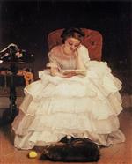 Alfred Stevens  - Bilder Gemälde - Young Woman Reading
