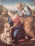 Raffael  - paintings - Heilige Familie mit einem Lamm