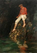Bild:Boy Fishing on Rocks