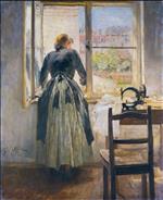 Fritz Uhde  - Bilder Gemälde - Frau am Fenster
