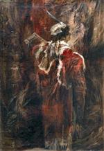 Fritz Uhde  - Bilder Gemälde - Junge Frau mit Mandoline