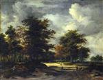 Jacob Isaackszoon van Ruisdael - Bilder Gemälde - A Road Leading into a Wood
