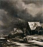 Jacob Isaackszoon van Ruisdael - Bilder Gemälde - A Village in Winter