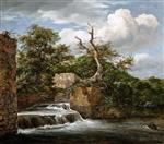 Jacob Isaackszoon van Ruisdael  - Bilder Gemälde - Landscape with a mill-Run and Ruins