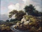 Jacob Isaackszoon van Ruisdael  - Bilder Gemälde - Landscape with Dune and Small Waterfall