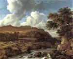 Bild:Mountainous Wooded Landscape with a Torrent