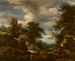 Jacob Isaackszoon van Ruisdael  - Bilder Gemälde - Rocky Wooded Landscape