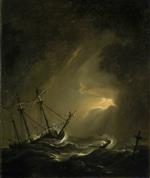 Willem van de Velde - Bilder Gemälde - A Small Dutch Ship Riding out a Storm