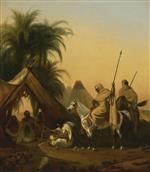 Emile Jean Horace Vernet - Bilder Gemälde - Horsemen and Arab Chiefs Listening to a Musician