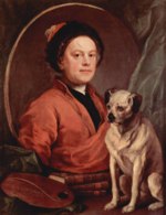 William Hogarth - Peintures - Le Peintre et son chien