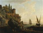 Claude Joseph Vernet  - Bilder Gemälde - Imaginary Landscape, Italian Harbour 