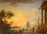 Claude Joseph Vernet  - Bilder Gemälde - Sea Port, Sunrise