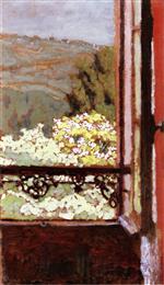 Edouard Vuillard - Bilder Gemälde - An Open Window overlooking Flowering Trees