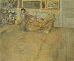 Edouard Vuillard  - Bilder Gemälde - Interior with Madame Hessel and Her Dog
