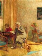 Edouard Vuillard  - Bilder Gemälde - Madam Hessel and Lulu in the Small Lounge of the Clayes