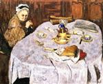 Edouard Vuillard  - Bilder Gemälde - Madame Vuillard's Breakfast