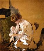 Edouard Vuillard  - Bilder Gemälde - Model Removing her Stockings