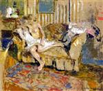 Edouard Vuillard  - Bilder Gemälde - Nude in the Striped Salon