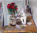 Edouard Vuillard  - Bilder Gemälde - Statuette by Mailliol and Red Roses II