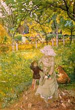 Edouard Vuillard  - Bilder Gemälde - Sunny Morning, Lucy Hessel and Denise Natanson in the Garden at Les Pavillons, Villerville