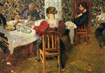 Edouard Vuillard  - Bilder Gemälde - The End of Breakfast at Madam Vuillard's