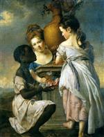 Joseph Wright of Derby - Bilder Gemälde - A Conversation between Girls
