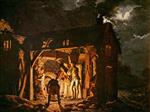 Joseph Wright of Derby  - Bilder Gemälde - The Iron Forge Viewed from Without